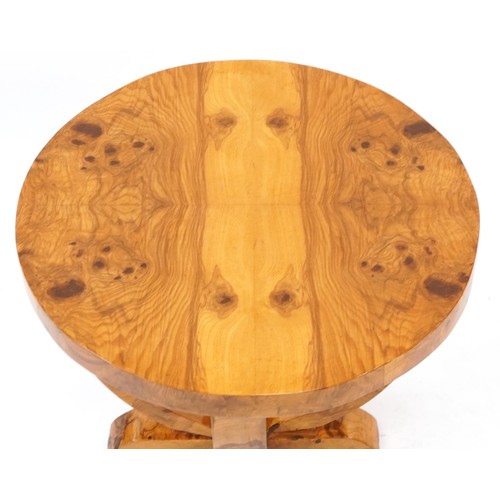 922 - Art Deco style walnut effect occasional table, 57cm high x 59cm in diameter