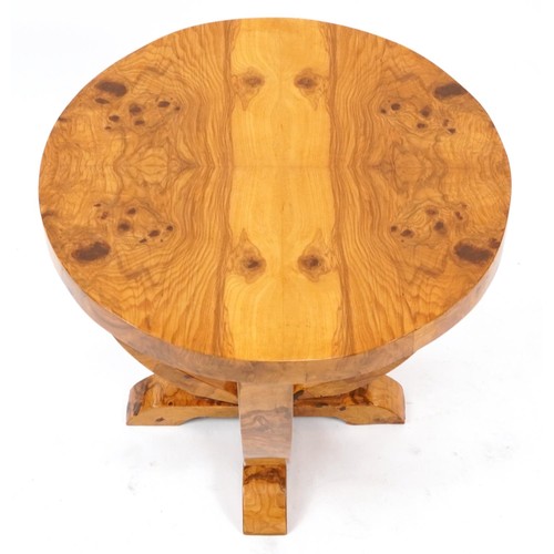 922 - Art Deco style walnut effect occasional table, 57cm high x 59cm in diameter