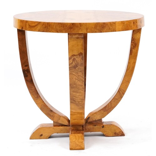 922 - Art Deco style walnut effect occasional table, 57cm high x 59cm in diameter