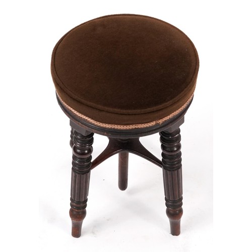 883 - Victorian adjustable piano stool with upholstered seat, 45cm high