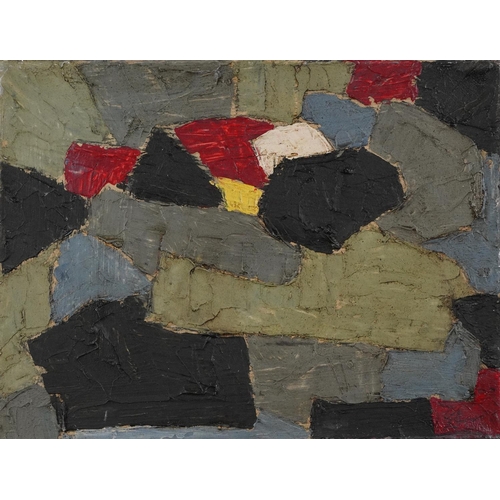 1691 - Manner of William Gear - Abstract composition, geometric shapes, impasto oil on canvas, unframed, 53... 