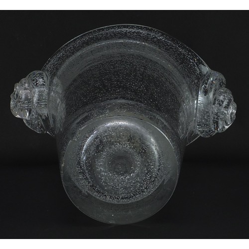 565 - Daum Nancy, French glass Champagne bucket with twin handles, etched Daum Nancy France, 28cm high