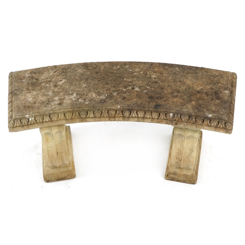 953 - Garden stoneware bench, 50cm H x 112cm W x 43cm D