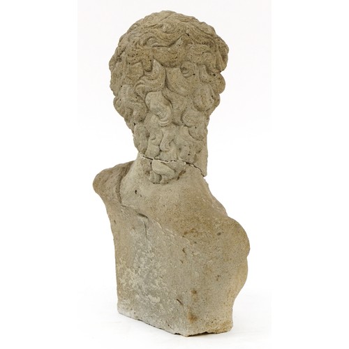 952 - Garden stoneware bust of David, 41cm high