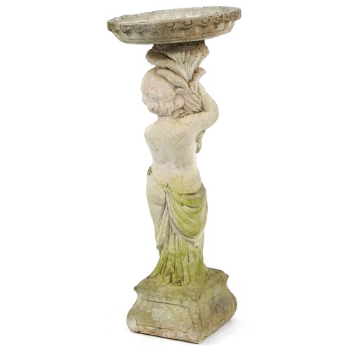 954A - Garden stoneware bird bath in the form of a young child, 88cm high