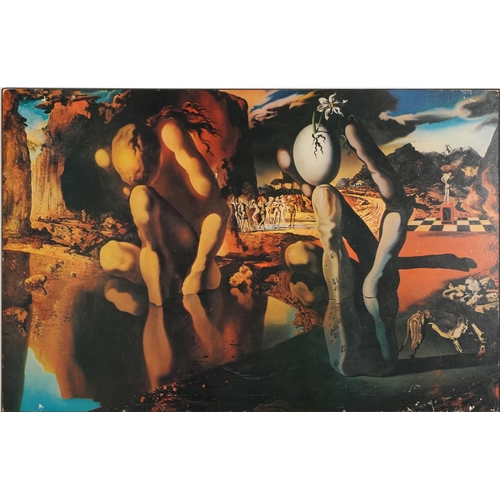 1289A - After Salvador Dali - Metamorphosis of Narcissus, print in colour on board, unframed, 85cm x 55cm