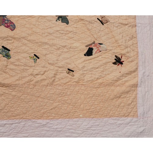 791A - American cotton patchwork quilt decorated with butterflies, 193cm x 150cm