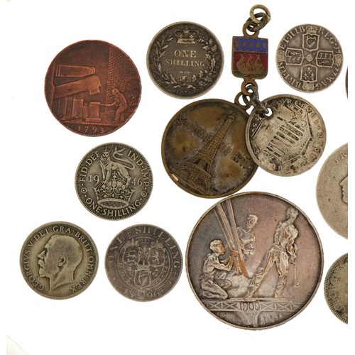 2525 - 18th century and later British and French coinage and medals including Queen Anne 1711 silver sixpen... 