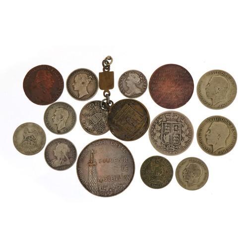 2525 - 18th century and later British and French coinage and medals including Queen Anne 1711 silver sixpen... 