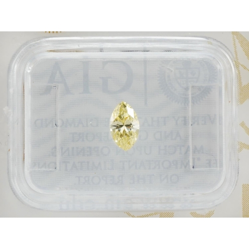 1080 - Loose fancy intense yellow marquise brilliant cut diamond with GIA certificate, 0.26 carat, clarity ... 