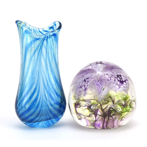 31 - Siddy Langley, art glassware comprising a vase dated 2008 and paperweight dated 1996, the largest 15... 