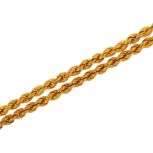 1111 - 9ct gold rope twist necklace, 60cm in length, 7.7g