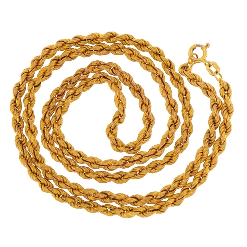 1111 - 9ct gold rope twist necklace, 60cm in length, 7.7g