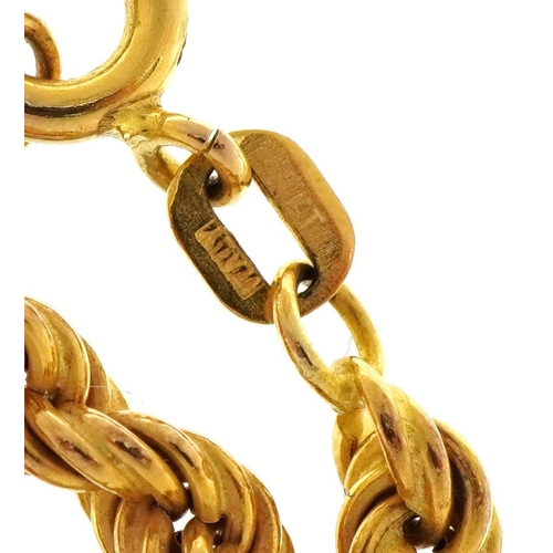 1111 - 9ct gold rope twist necklace, 60cm in length, 7.7g