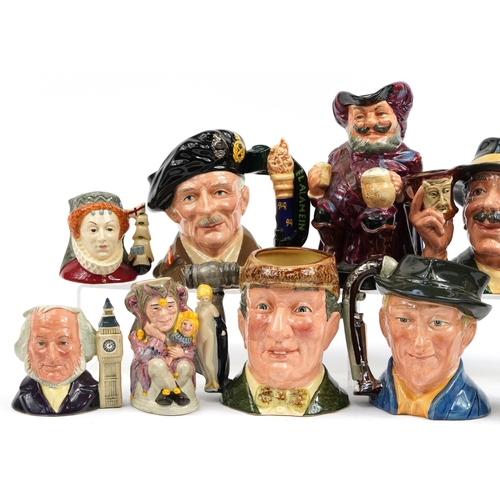 69 - Eleven Royal Doulton character jugs comprising Sir John Falstaff 8328, Field Marshal Montgomery D690... 