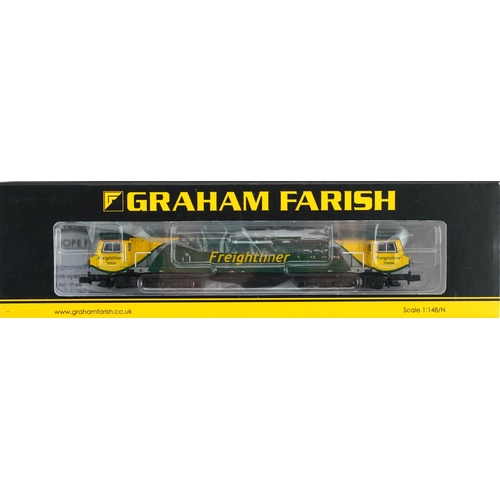 379 - Two Graham Farish N gauge model railway locomotives with cases, numbers 371-177A and 371-635