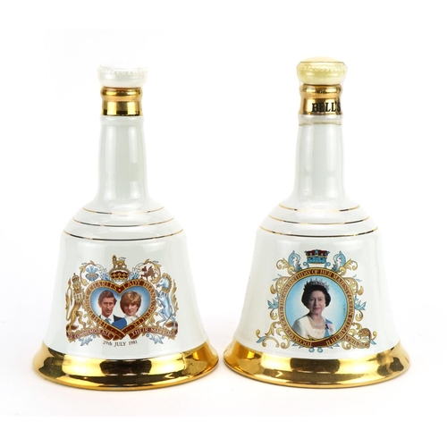 116 - Two Bell's whisky commemorative decanters with contents comprising wedding of HRH Prince Charles to ... 