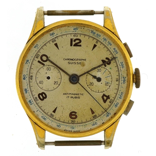 1598 - Gentlemen's Suisse chronograph wristwatch, the case numbered 46720, the case 36mm in diameter