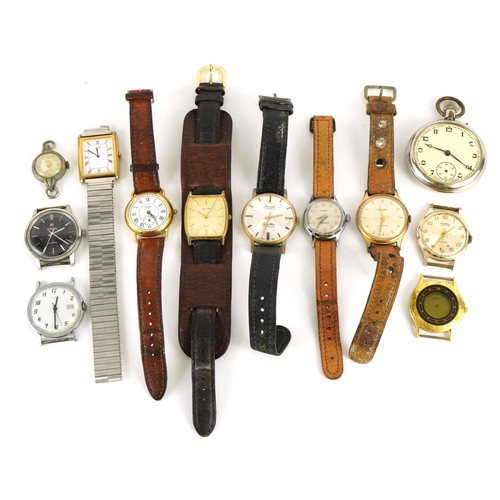 1606 - Vintage and later gentlemen's wristwatches and pocket watches including Roamer Anfibio, Ingersoll, T... 