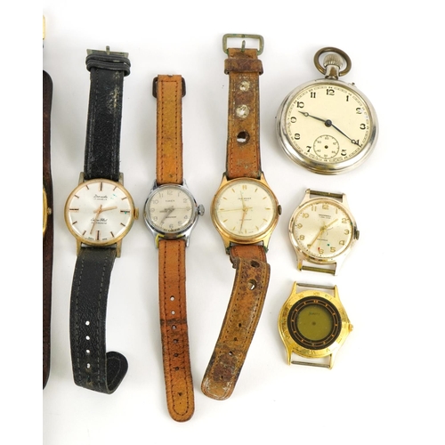 1606 - Vintage and later gentlemen's wristwatches and pocket watches including Roamer Anfibio, Ingersoll, T... 