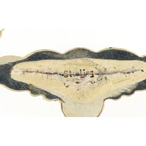 1326 - Silver and enamel Art Nouveau style drop pendant, 6.6cm high, 6.1g