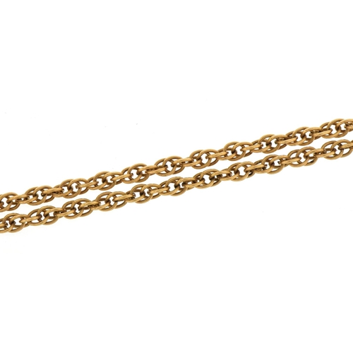 1142 - 9ct gold chain link necklace, 63cm in length, 12.4g