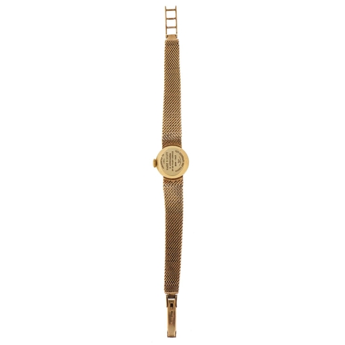 1048 - Ladies Longines 9ct gold wristwatch with 9ct gold strap, housed in a Longines box, the case 18mm in ... 