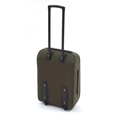 86 - Louis Vuitton Pegase green monogrammed canvas trolley travel suitcase, serial number SP0062, 57cm hi... 