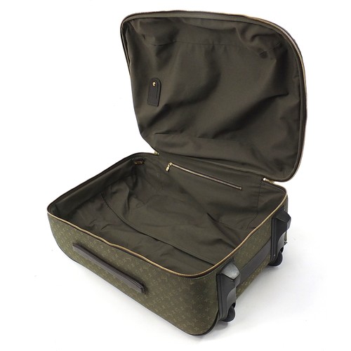 86 - Louis Vuitton Pegase green monogrammed canvas trolley travel suitcase, serial number SP0062, 57cm hi... 