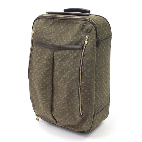 86 - Louis Vuitton Pegase green monogrammed canvas trolley travel suitcase, serial number SP0062, 57cm hi... 