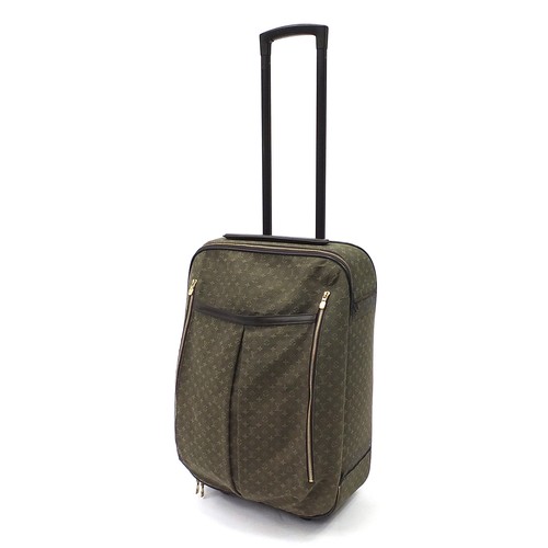 86 - Louis Vuitton Pegase green monogrammed canvas trolley travel suitcase, serial number SP0062, 57cm hi... 