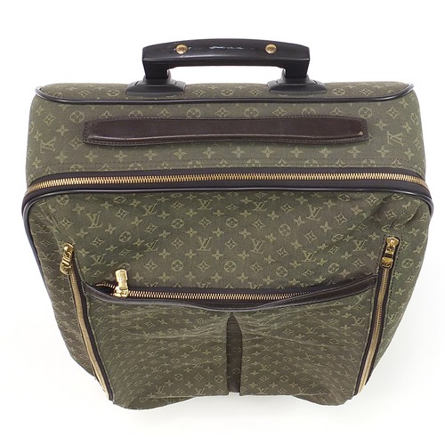 86 - Louis Vuitton Pegase green monogrammed canvas trolley travel suitcase, serial number SP0062, 57cm hi... 