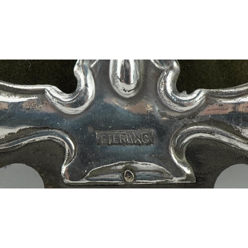 192 - Art Nouveau style sterling silver and enamel double easel photo frame, 11.5cm x 8cm