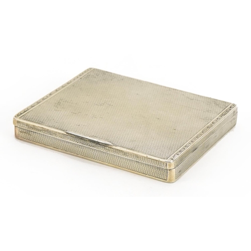 178 - William Base & Sons, George V rectangular silver cigarette case with engine turned decoration and gi... 