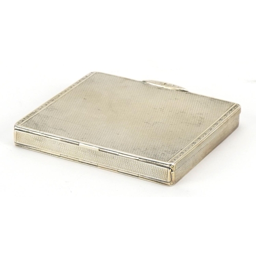 178 - William Base & Sons, George V rectangular silver cigarette case with engine turned decoration and gi... 