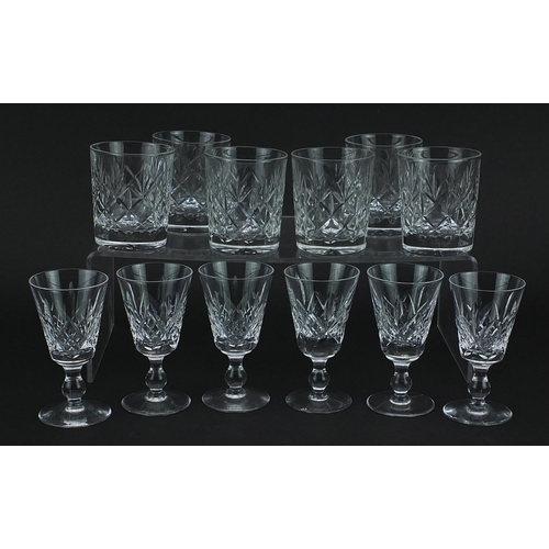 96 - Set of six Edinburgh Crystal tumblers and set of six Stuart Crystal glasses, the largest 10cm high