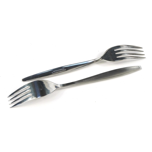 73 - Two canteens of stainless steel cutlery including a forty four piece by Viners in the Satin Leaf des... 