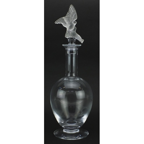 94 - Faberge Kissing Dove frosted and clear glass decanter by The Franklin Mint, 41cm high