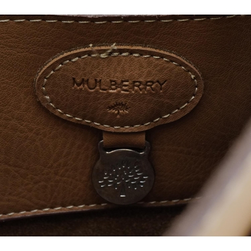 87 - Gentlemen's Mulberry brown leather messenger bag, 31.5cm high