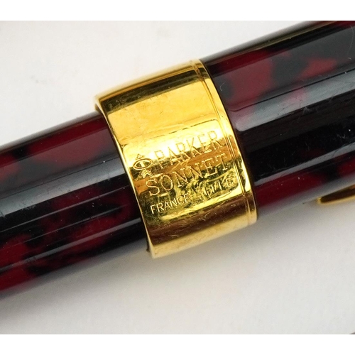 80 - Five vintage fountain pens, four with gold nibs comprising Sheaffer, Parker, Conway Steward and Wate... 