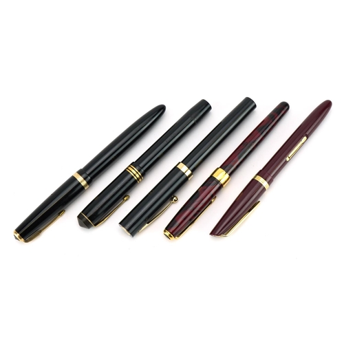 80 - Five vintage fountain pens, four with gold nibs comprising Sheaffer, Parker, Conway Steward and Wate... 