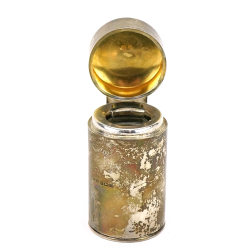 197 - G E Walton & Co Ltd, George V silver cased scent bottle with hinged lid and green glass liner, Birmi... 