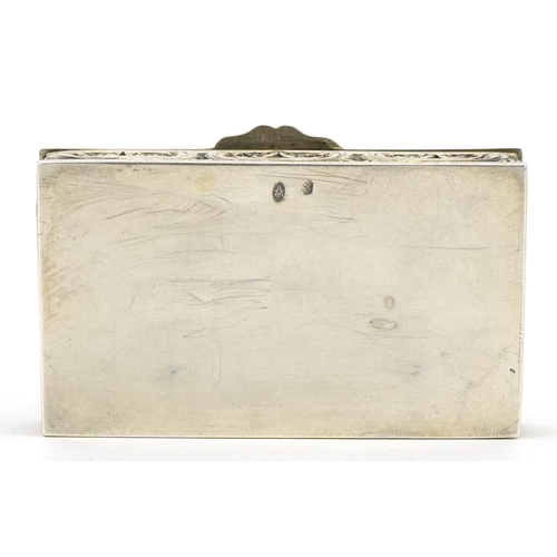 177 - Dutch silver snuff box, the hinged lid embossed with merry figures, impressed marks to the base, 8cm... 