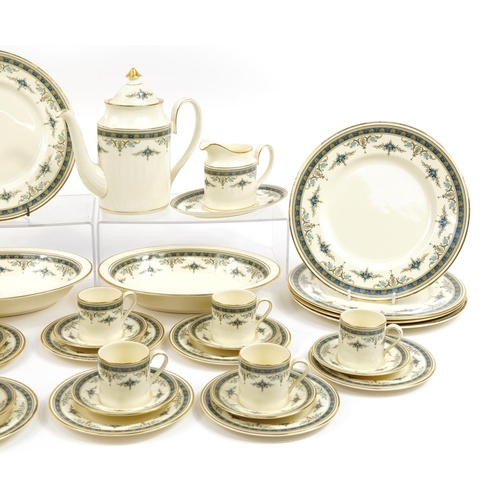 76 - Minton Grasmere thirty eight piece dinner and coffee service including coffee pot, coffee cans with ... 