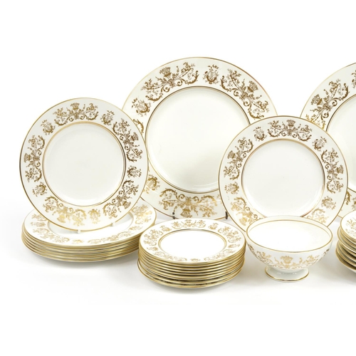 77 - Thirty four pieces of Coalport Allegro dinner and teaware including plates, the largest 27cm in diam... 