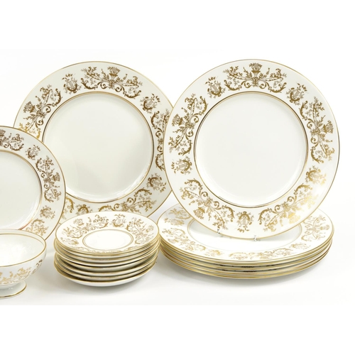 77 - Thirty four pieces of Coalport Allegro dinner and teaware including plates, the largest 27cm in diam... 