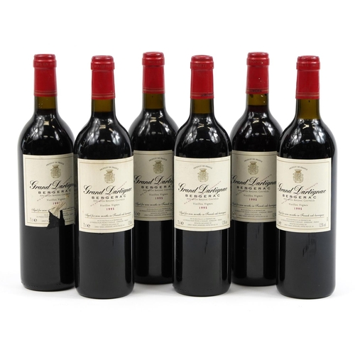 121 - Six bottles of 1995 Grand Dartignac Vieilles Vignes Bergerac red wine