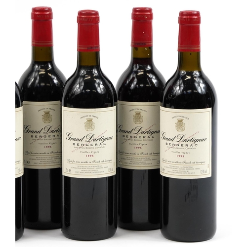 121 - Six bottles of 1995 Grand Dartignac Vieilles Vignes Bergerac red wine