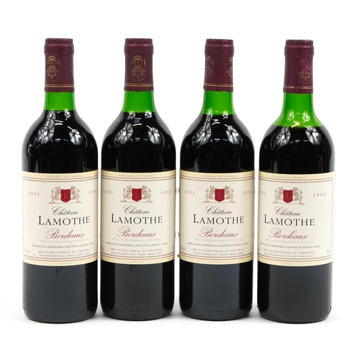 128 - Four bottles of 1993 Chateau Lamothe Bordeaux red wine