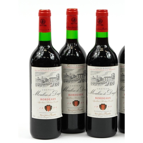 122 - Six bottles of 1999 Chateau Moulin de Dugot Bordeaux red wine